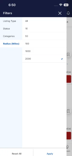 Mobile app Browse screen