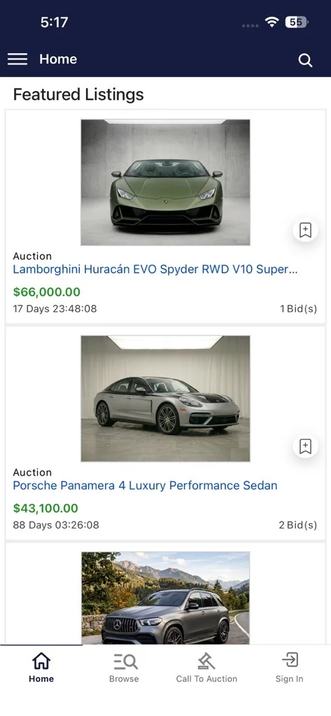 Mobile app listing detail page