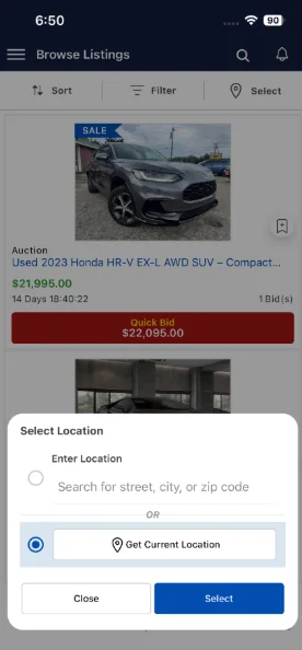 Mobile listing Maps Location tab