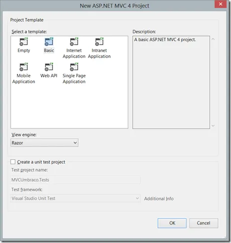 Select Basic MVC template