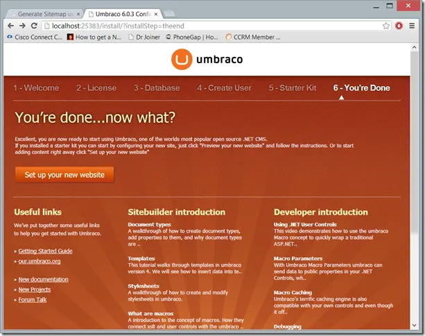 Umbraco Installation Completed