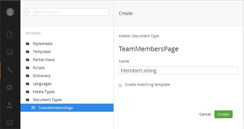 Create new Document Type 'MemberListing'