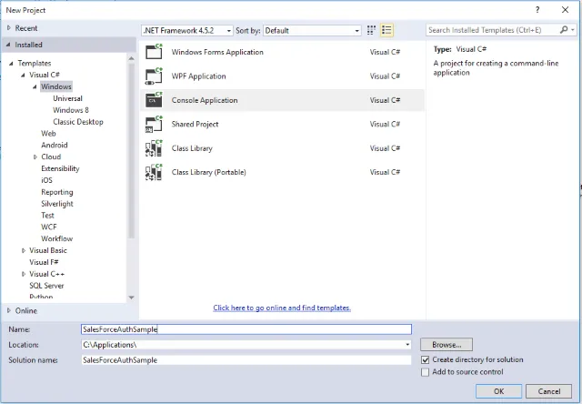 Visual Studio > New Project