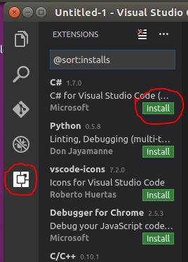Install C# extension in Visual Studio Code