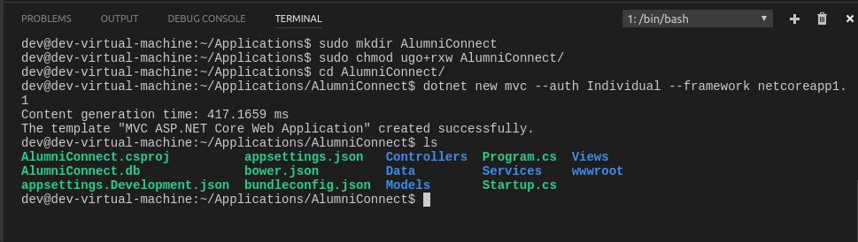 Creating a new ASP.NET Core project using dotnet cli commands